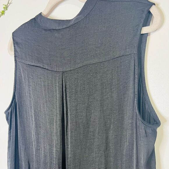 Joie Black Long Tank Top Tunic Blouse Button Up - Picture 7 of 9